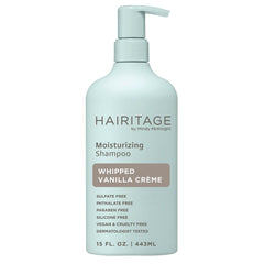 Hairitage front bottle showing label and volume for clear product identification and trust