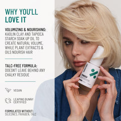 Hairstory Powder fine texture on fingertip shows even oil absorption