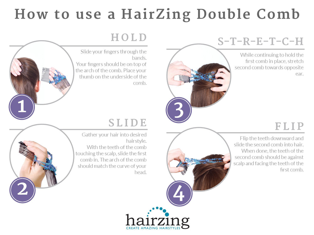 HairZing lifestyle shot of woman with wavy hair wearing a discreet updo