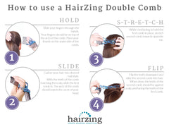 HairZing lifestyle shot of woman with wavy hair wearing a discreet updo