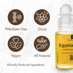HalalEveryDay applying Egyptian Musk oil to wrist for long-lasting, alcohol-free fragrance