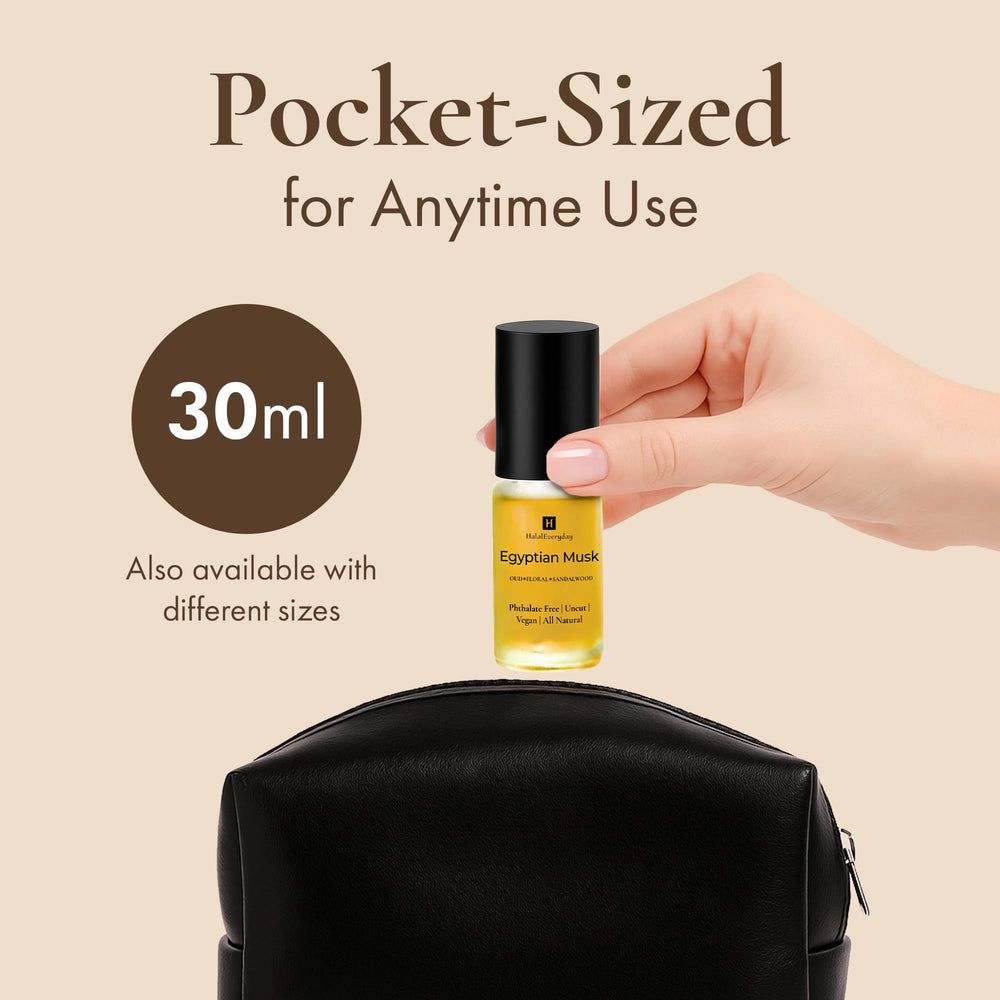 HalalEveryDay rolling Egyptian Musk into hair ends for subtle scent and softening effect