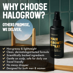 HALOGROW before and after visual comparison suggesting fuller-looking hair