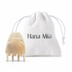Hana Mia creme clip front view showing glossy finish and polished design benefit: elegant hold