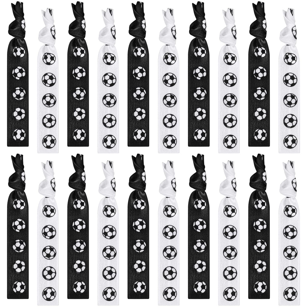 Hanaive front packaging showing 20 black and white soccer hair ties, convenient team supply