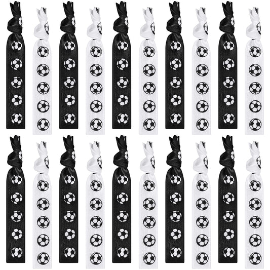 Hanaive front packaging showing 20 black and white soccer hair ties, convenient team supply