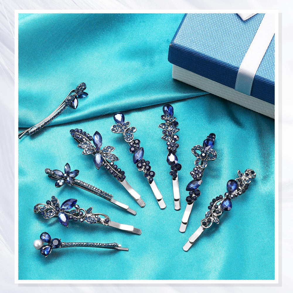 Hanaive clips styled on bride at wedding showing coordinated navy accent