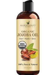 Handcraft Blends front bottle view showing organic jojoba oil packaging and clear labeling benefit