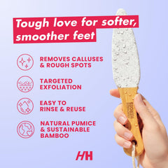 Handmade Heroes close-up of pumice texture highlighting abrasive surface for effective smoothing