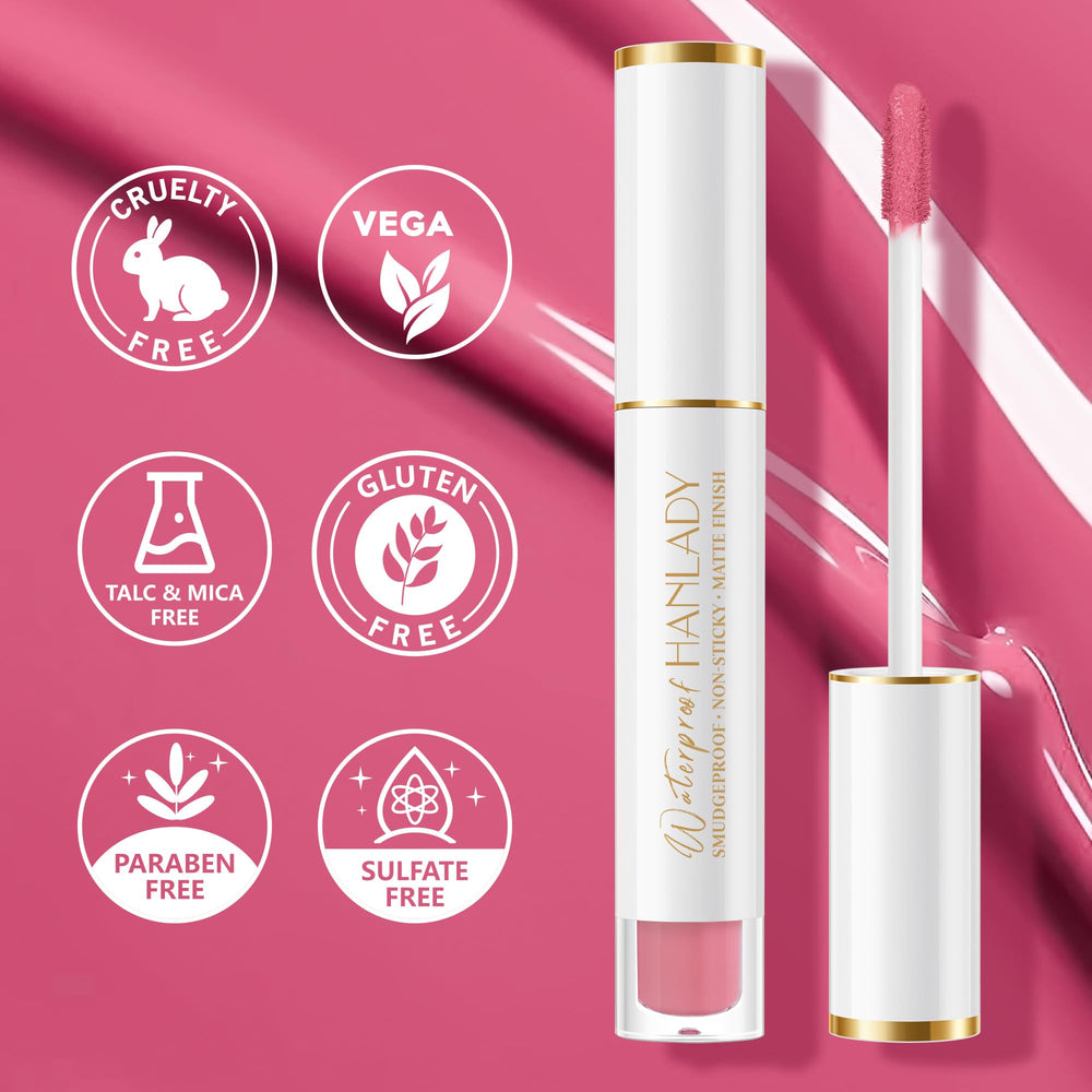 HANLADY closeup of lipstick texture showing smooth matte finish and easy glide