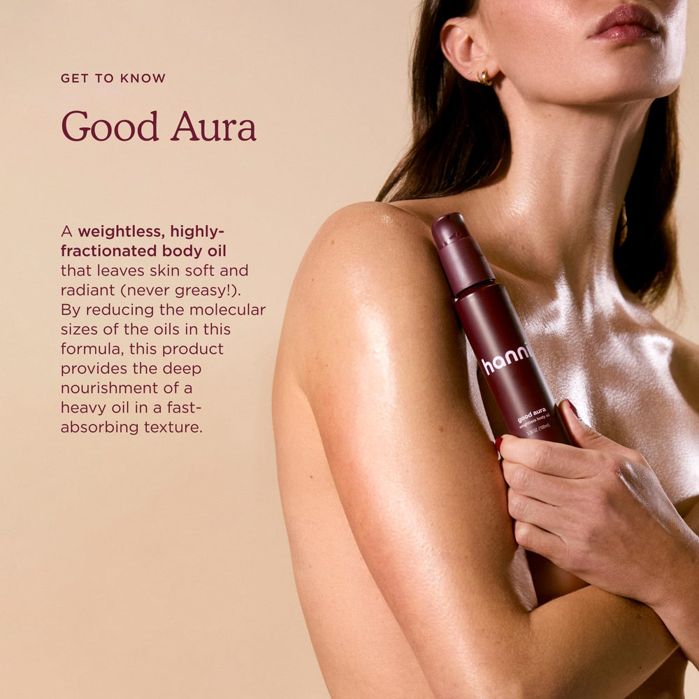 HANNI oil texture on hand close-up showing lightweight absorption benefit