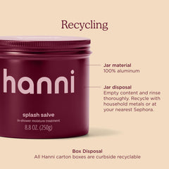 HANNI Splash Salve next to common bottle showing 250 mL scale benefit