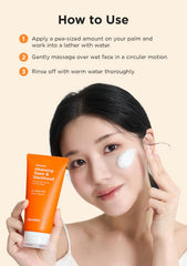Hanskin cleansing foam removing makeup to reveal cleaner skin