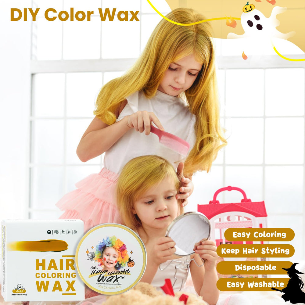 hansuby gold wax applied to child's hair demonstrating quick color and styling