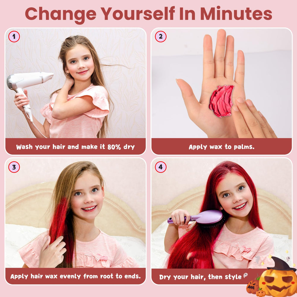Hansuby kids wearing red hair wax at cosplay showing fun temporary transformation benefit