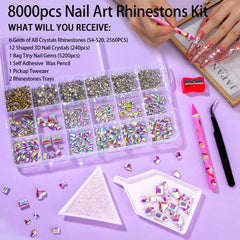 haozher open storage box with sorted rhinestones for neat organization and access