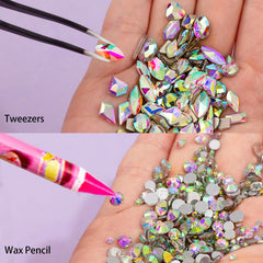 haozher nail application in salon showcasing glued crystals for polished professional results