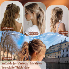 Hapdoo used in half-up faux locs showcasing volume and style