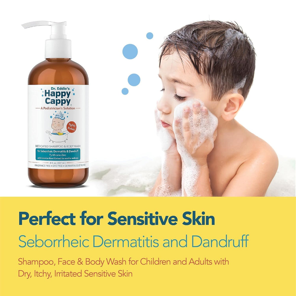 Baby scalp in use with Happy Cappy being massaged to loosen flakes gently