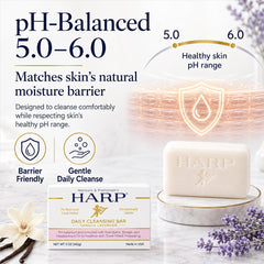 Mansure & Prettyman's HARP close-up texture and rich lather for gentle cleansing