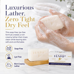 Mansure & Prettyman's HARP bar on draining soap dish showing extended longevity