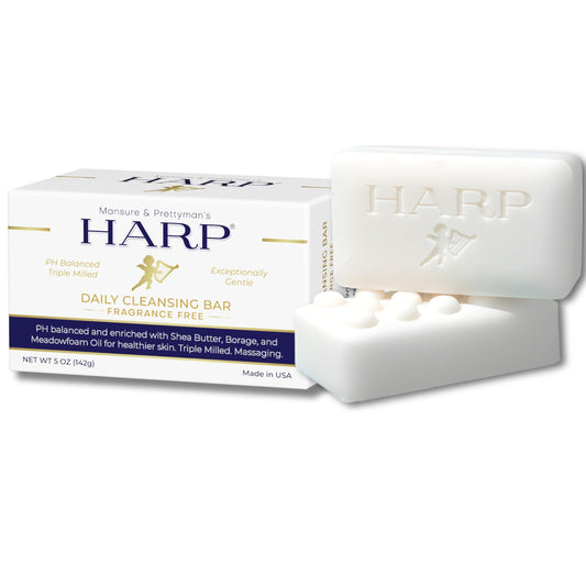 Mansure & Prettyman's HARP front packaging shows clean, fragrance-free benefit