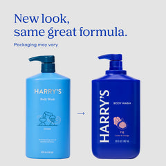 Harry's pump top and label close-up highlighting easy dispensing