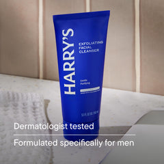 Harry's creamy lather in hand demonstrating cleansing action