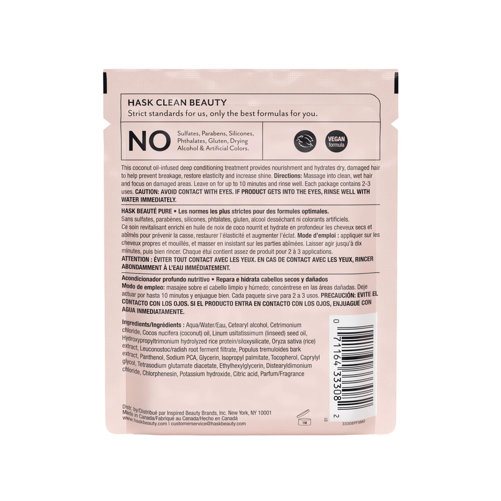 HASK with fresh coconut halves highlighting natural moisturizing ingredient