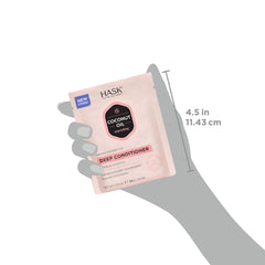 HASK conditioner next to a ruler to indicate pouch size and portion