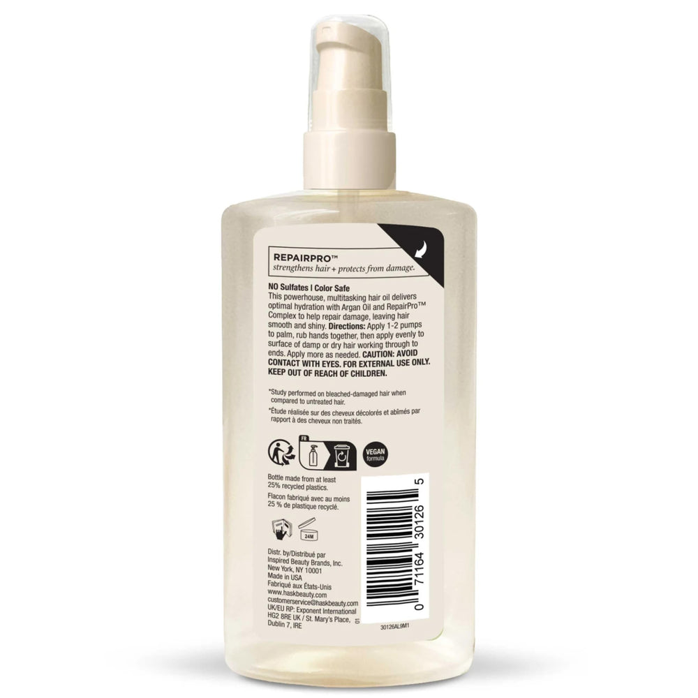 HASK smoothing dry hair and reducing frizz for glossy finished look benefit