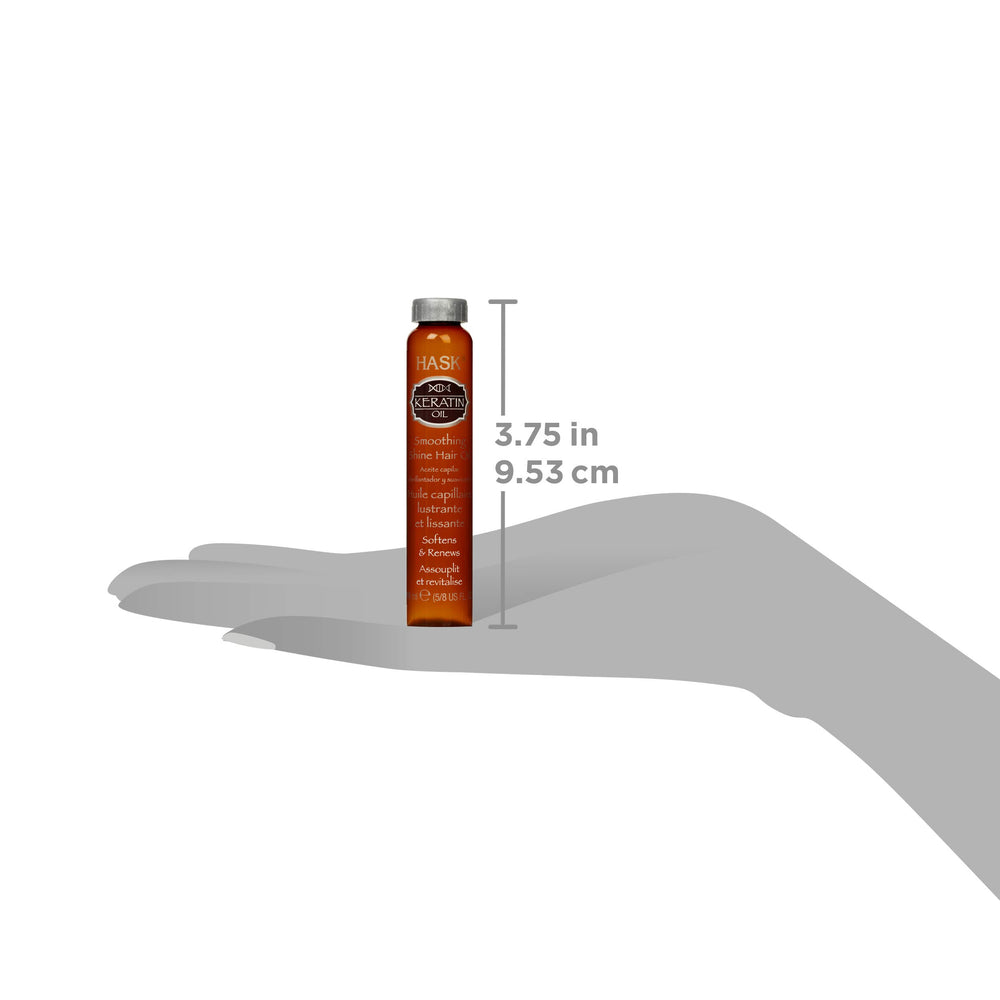 HASK keratin oil texture drop on hand showing lightweight absorption benefit