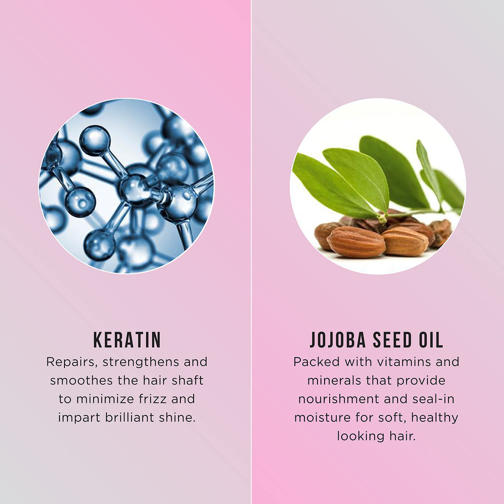 HASK keratin droplet close-up illustrating smoothing ingredient benefits