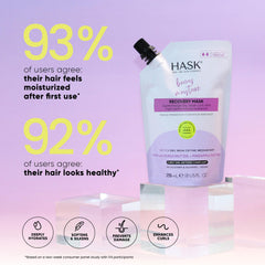 HASK mask applied to curly hair demonstrating improved detangling