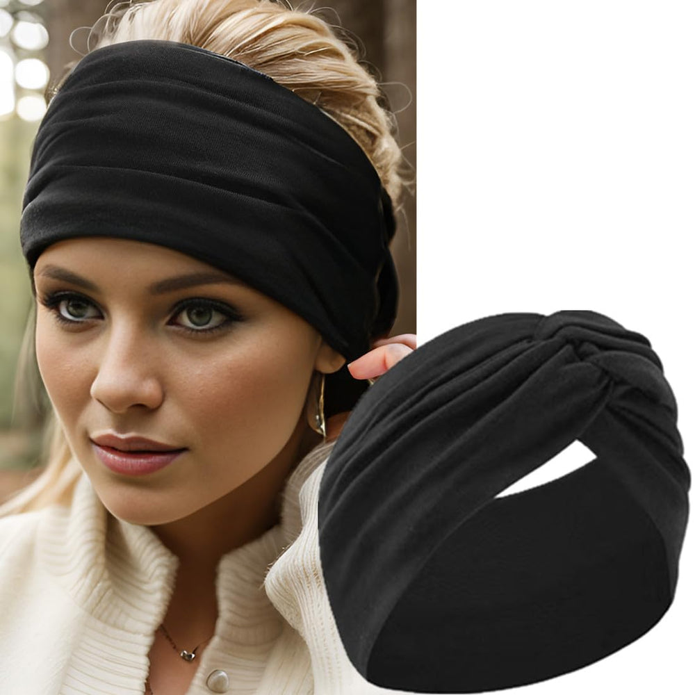 HAUHC front view of six all-black headbands shows neat pack and gifting appeal