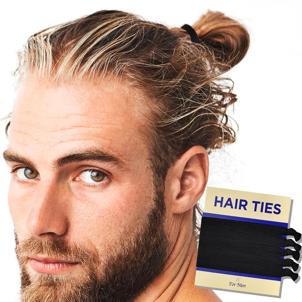 HAVHAF front packaging showing five black hair ties and masculine design benefit