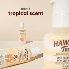 Hawaiian Tropic airless pump close-up for easy precise application