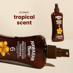 Hawaiian Tropic pump spray nozzle close-up for controlled application and even coverage