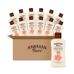 Hawaiian Tropic front packaging showing SPF 30 and luminous finish benefit
