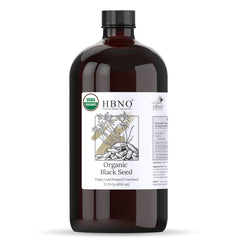 HBNO bottle front packaging showing organic label and 32oz value
