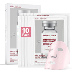 HEALOINE front packaging box showing pink collagen mask set and benefits