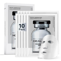 HEALOINE front packaging displaying 10-piece overnight mask set and benefits