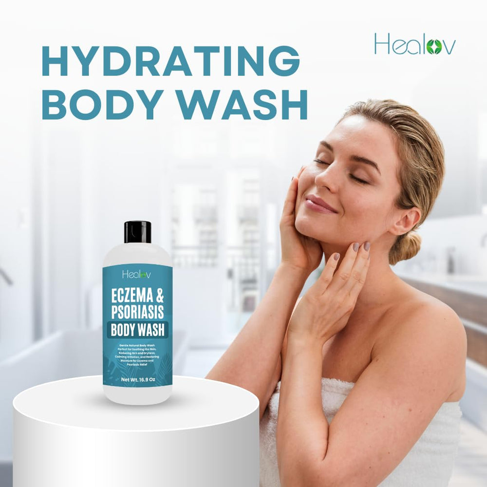 Healov family using wash in shower illustrating safe gentle cleansing