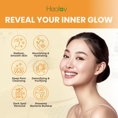 Healov serum applied to neck demonstrating targeted dark spot treatment benefit