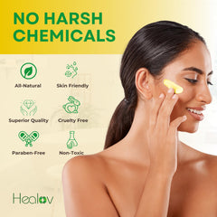 Healov jar placed on bathroom counter for daily skincare routine