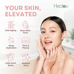Healov close-up of serum texture illustrating lightweight hydration without greasiness