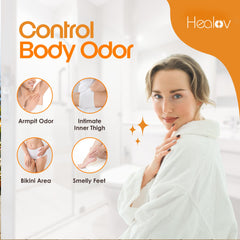 Healov label close-up highlighting ingredients and gentle cleansing benefit