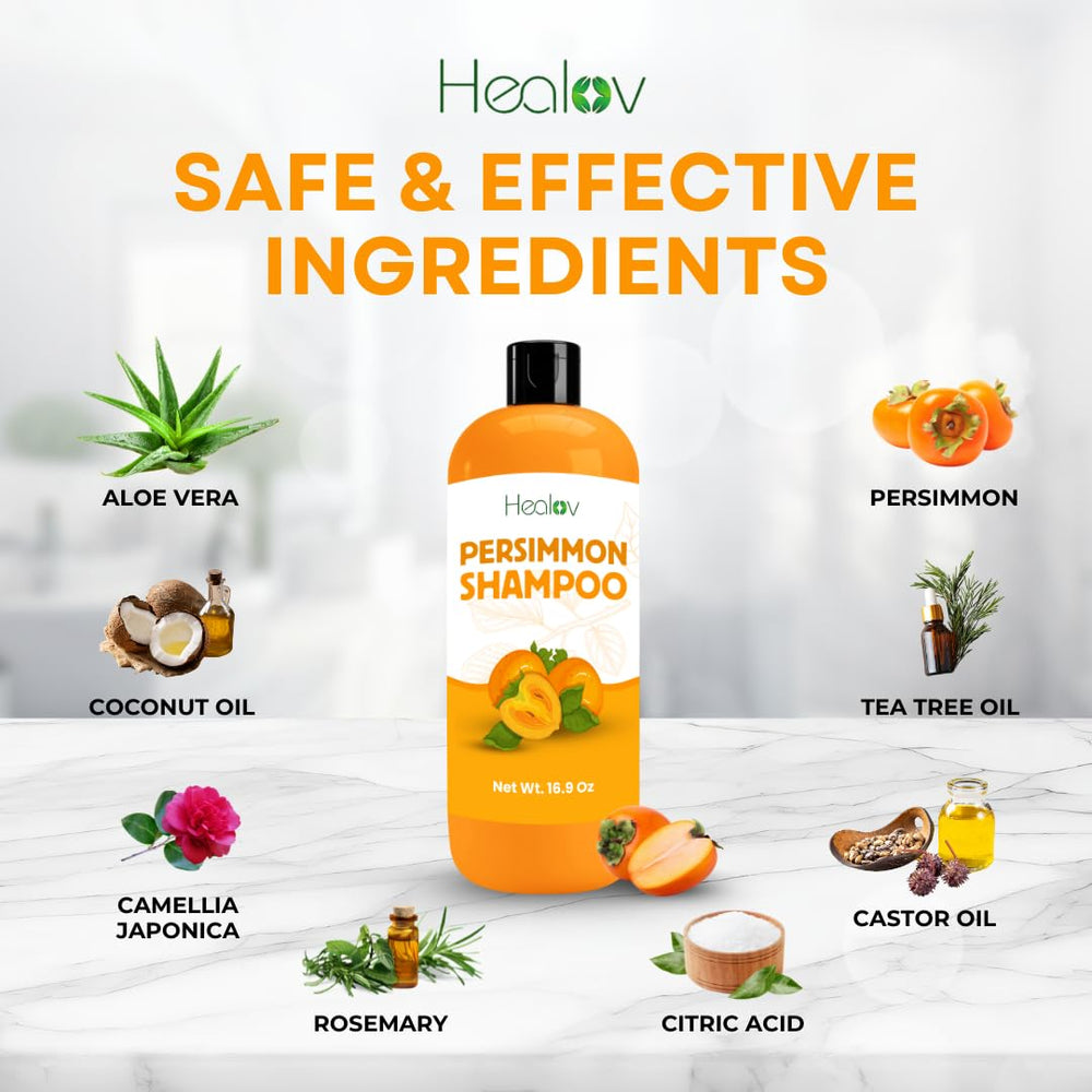 Healov persimmon shampoo bottles size comparison for shopping clarity