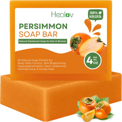 Healov persimmon soap front packaging showing bar and label, highlights brand trust