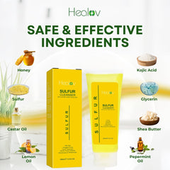Healov sulfur soap size comparison with hand showing convenient travel benefit